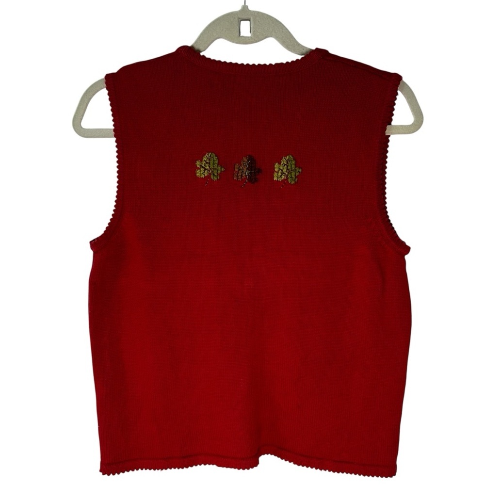 Marisa Christina Vintage Red Wool Blend Americana Teddy Bear Knit Sweater Vest S - Picture 11 of 16